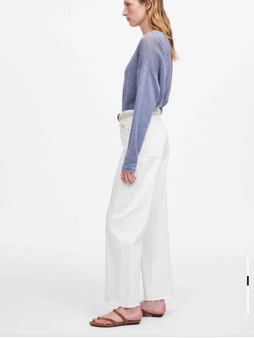 Madewell White pieced barrel jeans